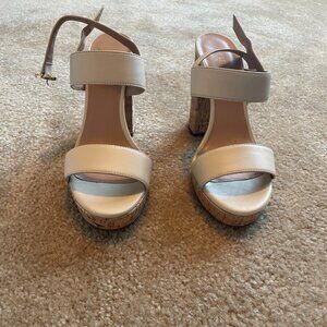 LK Bennett white block heels